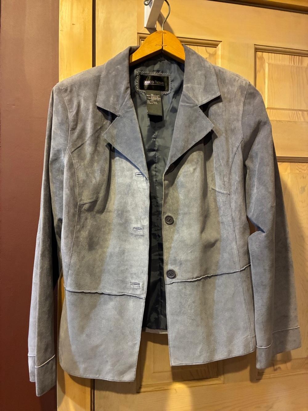 Brandon Thomas Lavender Suede Button-Front Blazer